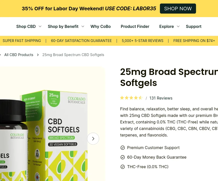 Colorado Botanicals Broad Spectrum CBD Softgels image 2