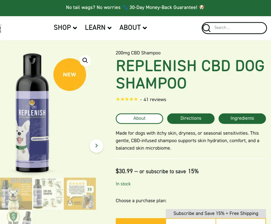 Dog Health Replenish CBD Dog Shampoo image 4