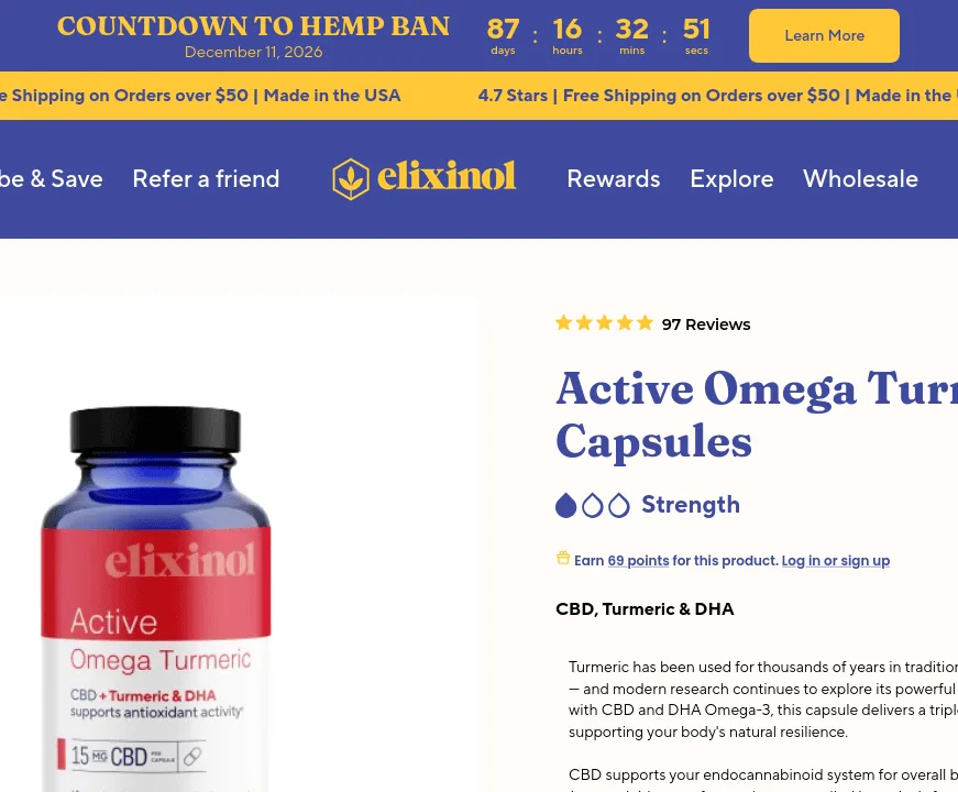 Elixinol Active Omega Turmeric Capsules image 4