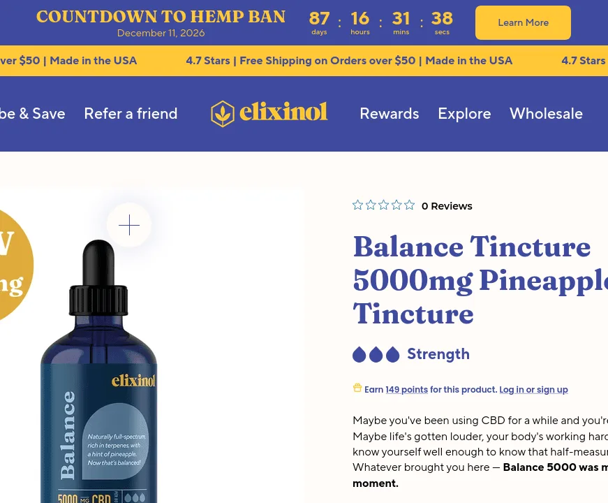 Elixinol Balance Pineapple Tincture image 3
