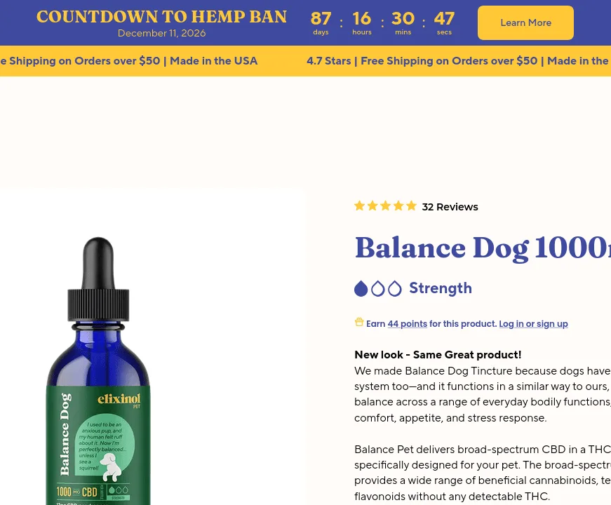 Elixinol Balance Dog Tincture image 3