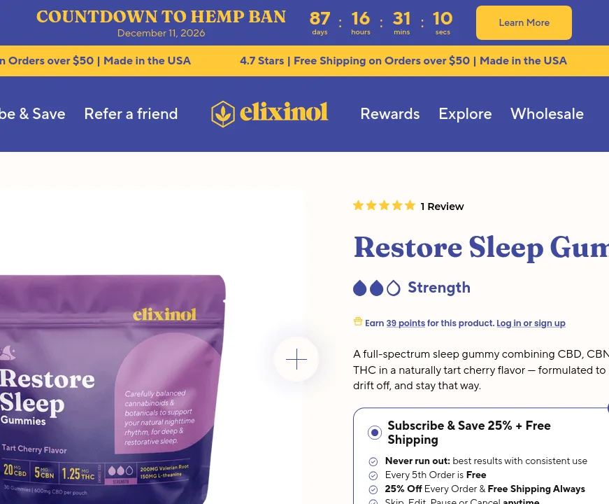 Elixinol Restore Sleep Gummies image 3