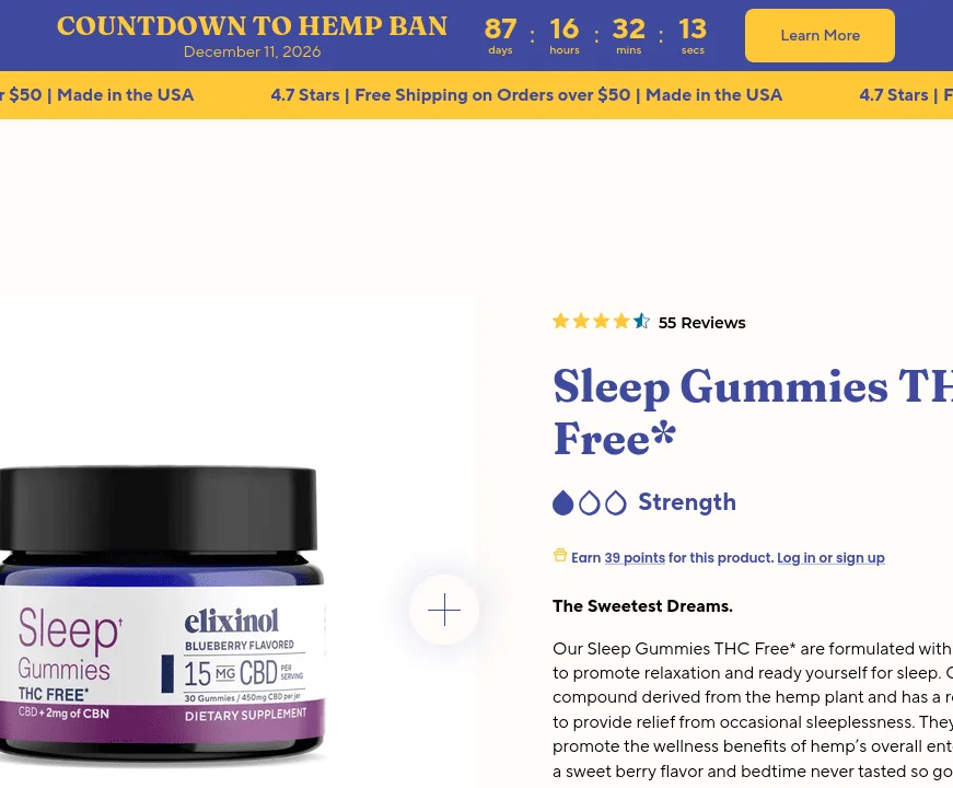Elixinol Sleep Gummies THC Free image 3