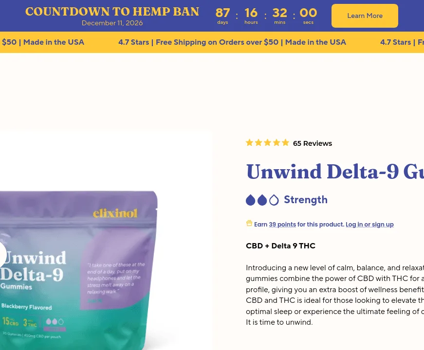 Elixinol Unwind Delta-9 Gummies image 3