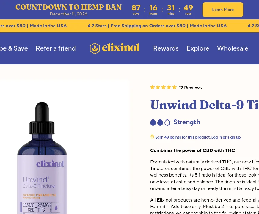 Elixinol Unwind Delta-9 Tincture image 4