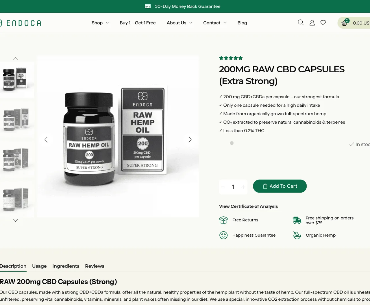 Endoca Raw CBD Capsules Extra Strong image 4