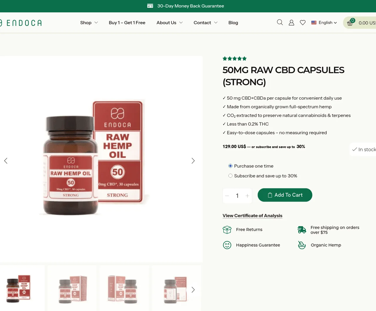 Endoca Raw CBD Capsules Strong image 4