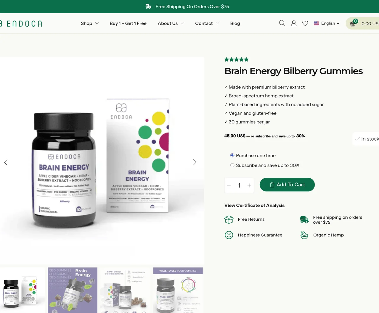 Endoca Brain Energy Bilberry Gummies image 4