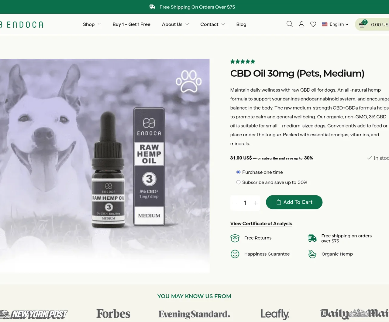 Endoca CBD Oil for Dogs