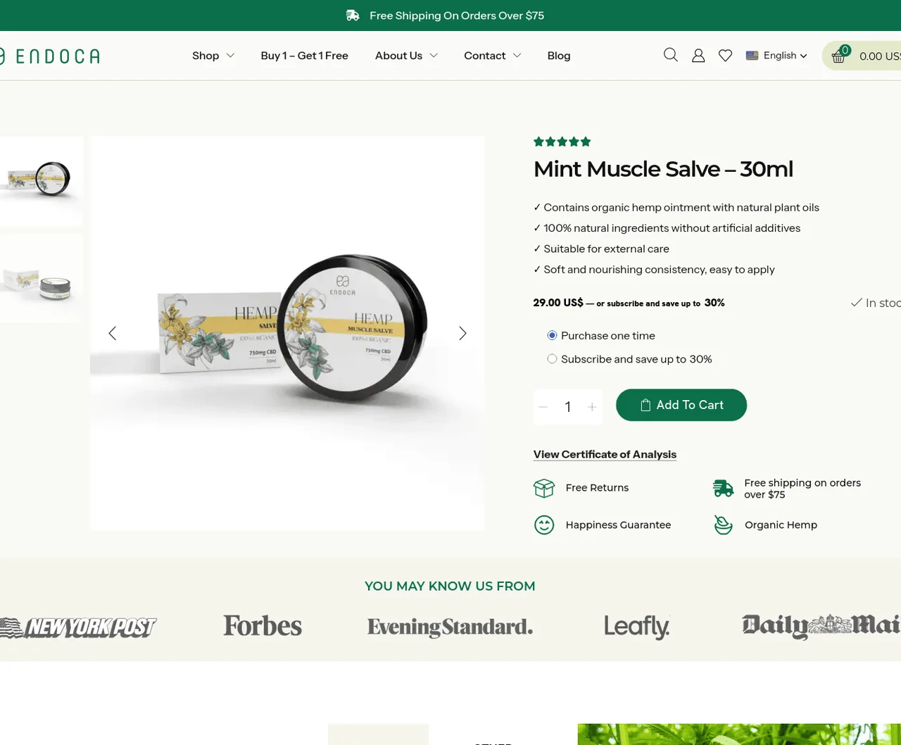 Endoca Mint Muscle Salve image 3