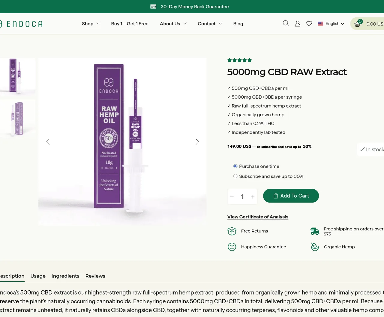 Endoca Raw CBD Extract Strong Hemp Paste Applicator image 3