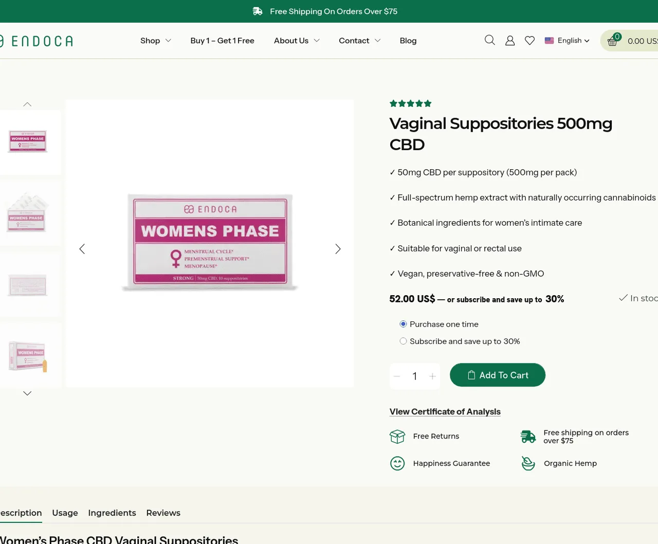 Endoca Women’s Phase CBD Suppositories image 4