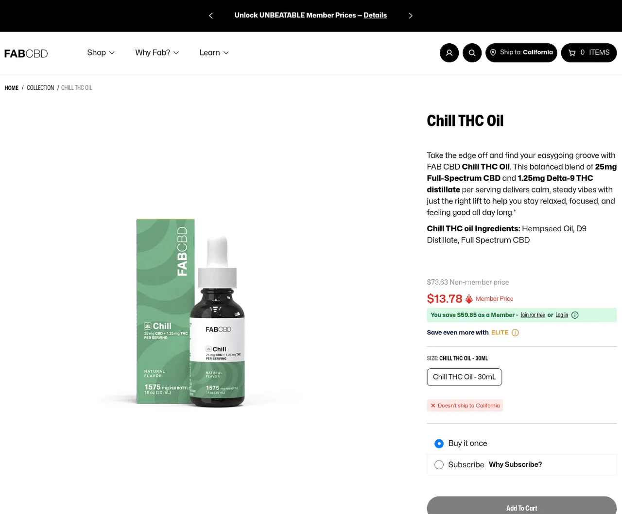 FABCBD Chill THC Oil image 3