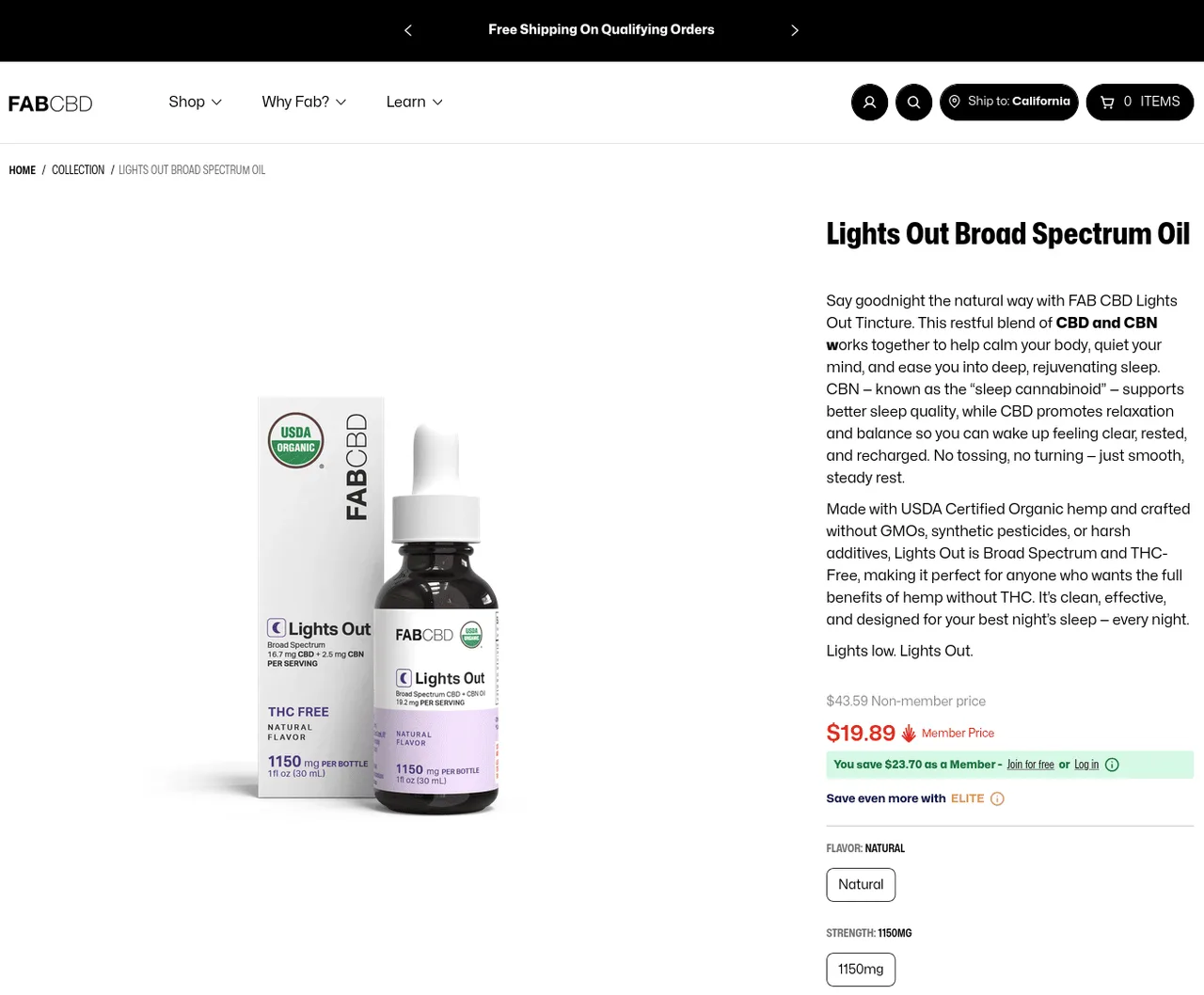 FABCBD Lights Out Broad Spectrum Oil image 4