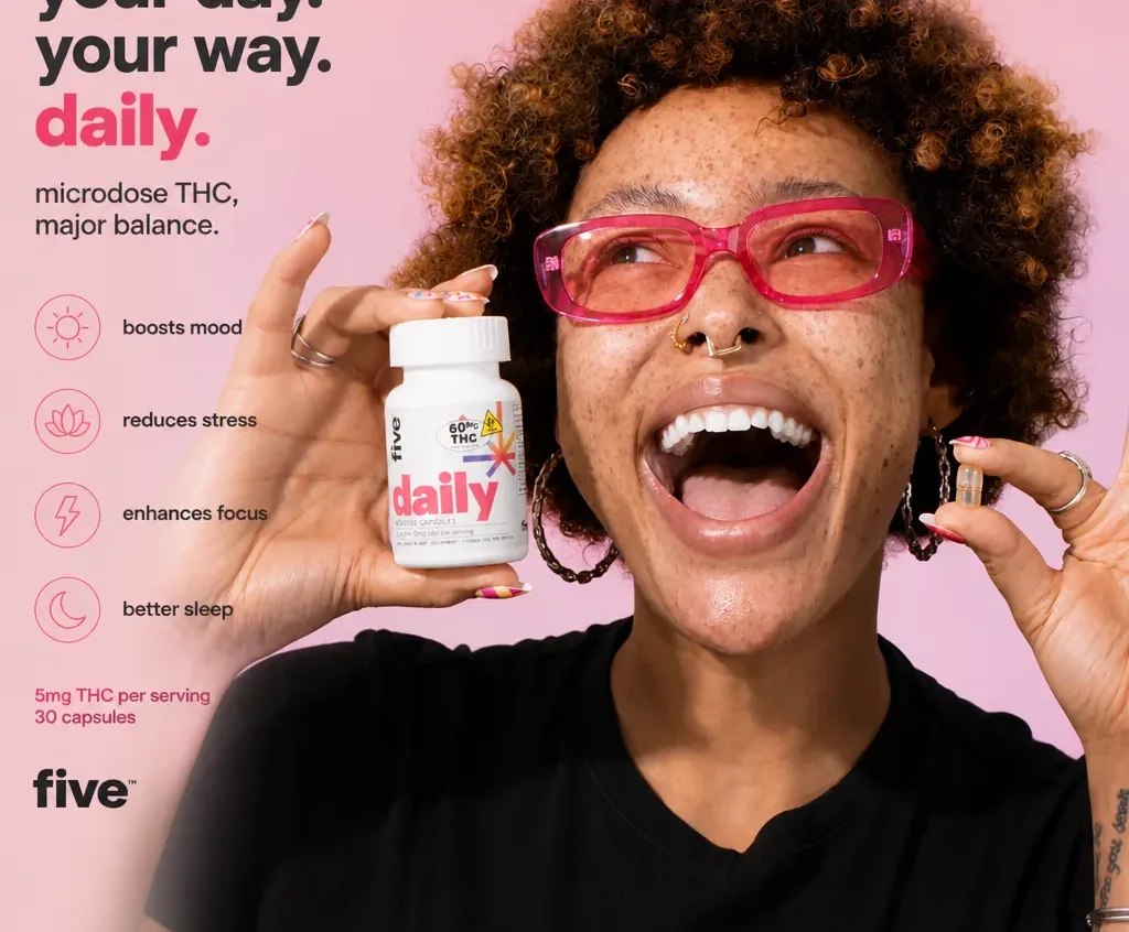 five CBD Daily Microdose THC + CBD Capsules image 2