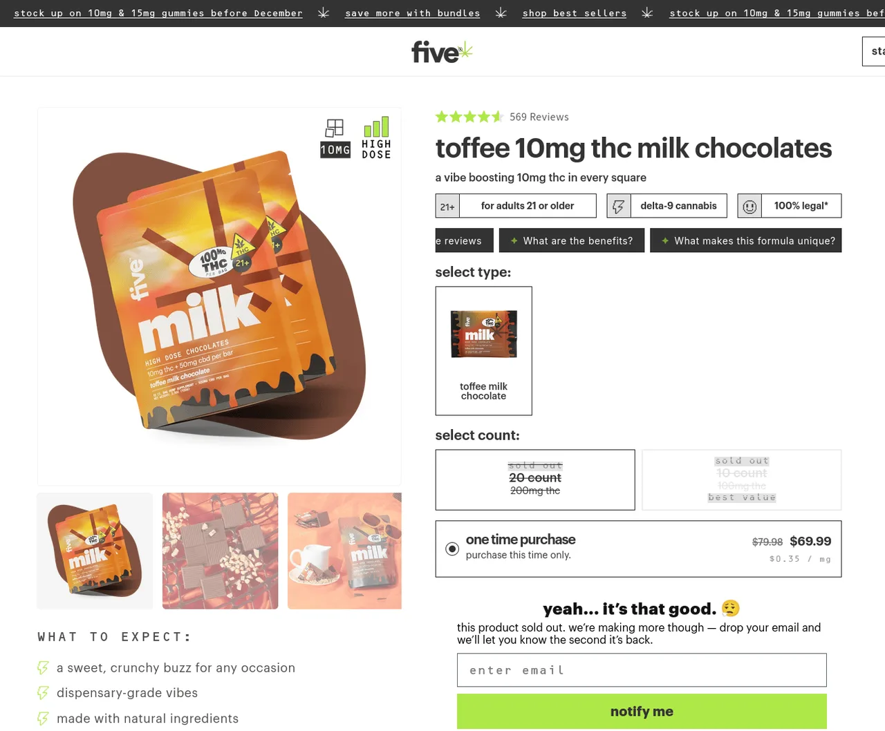 five CBD Toffee Milk Chocolates image 4