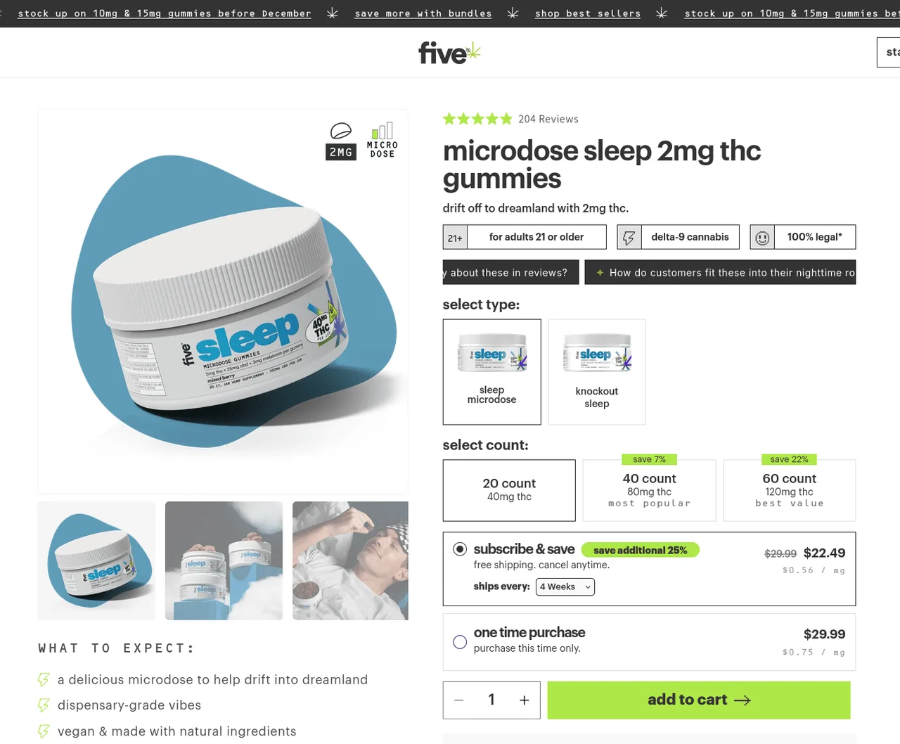 five CBD Microdose Sleep Gummies image 4