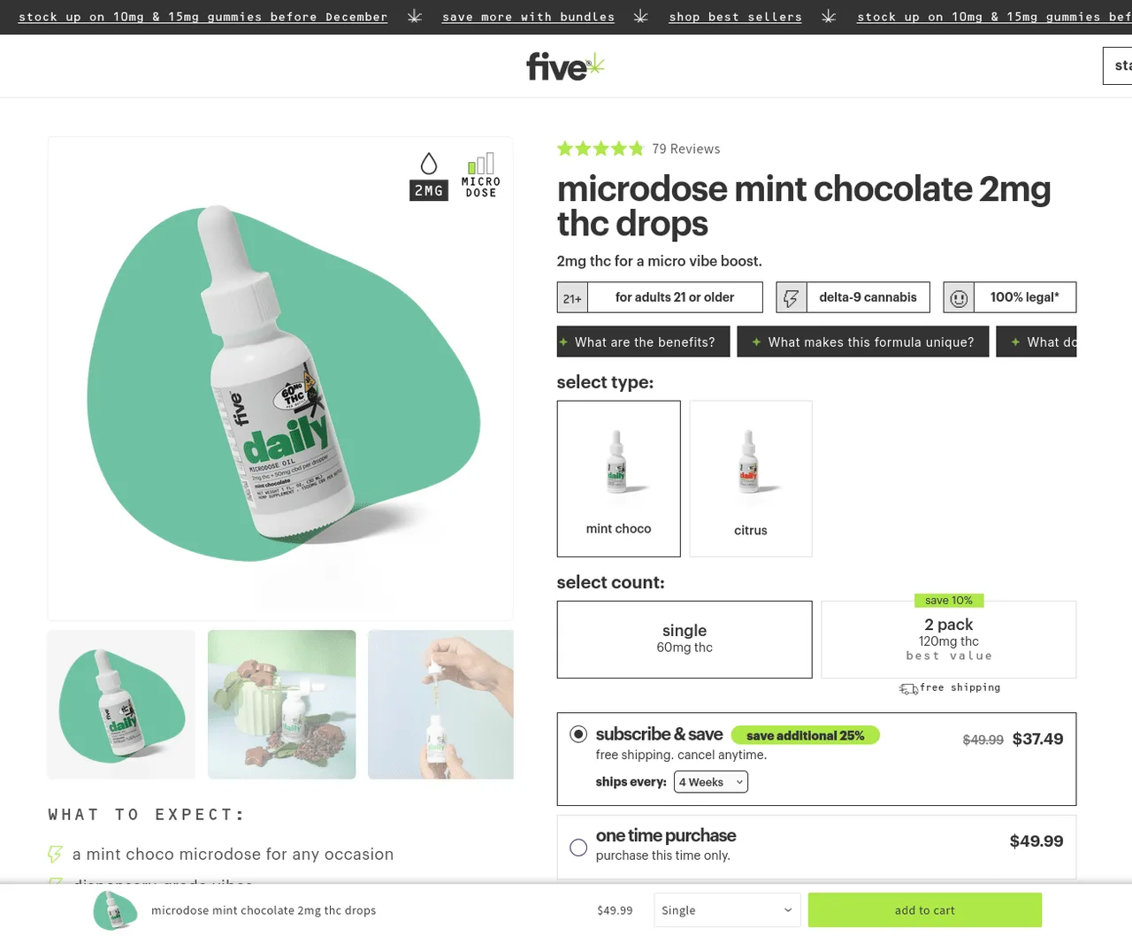 five CBD Mint Chocolate Drops image 4