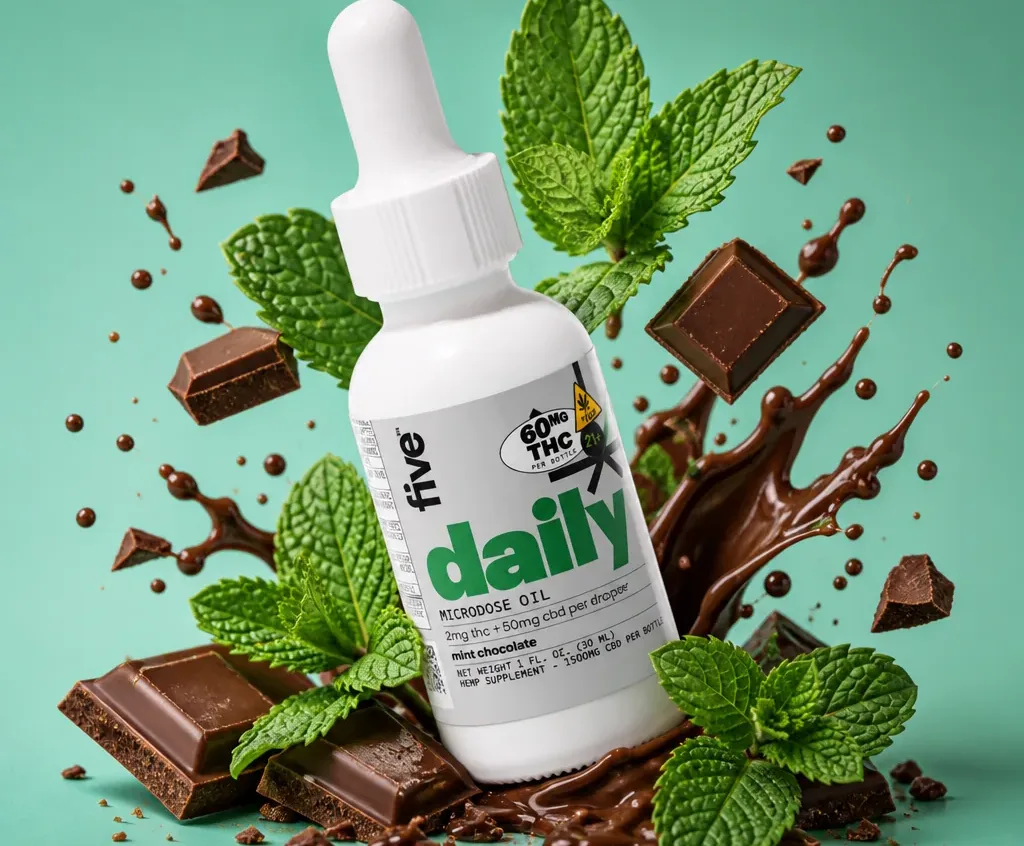 five CBD Mint Chocolate Drops