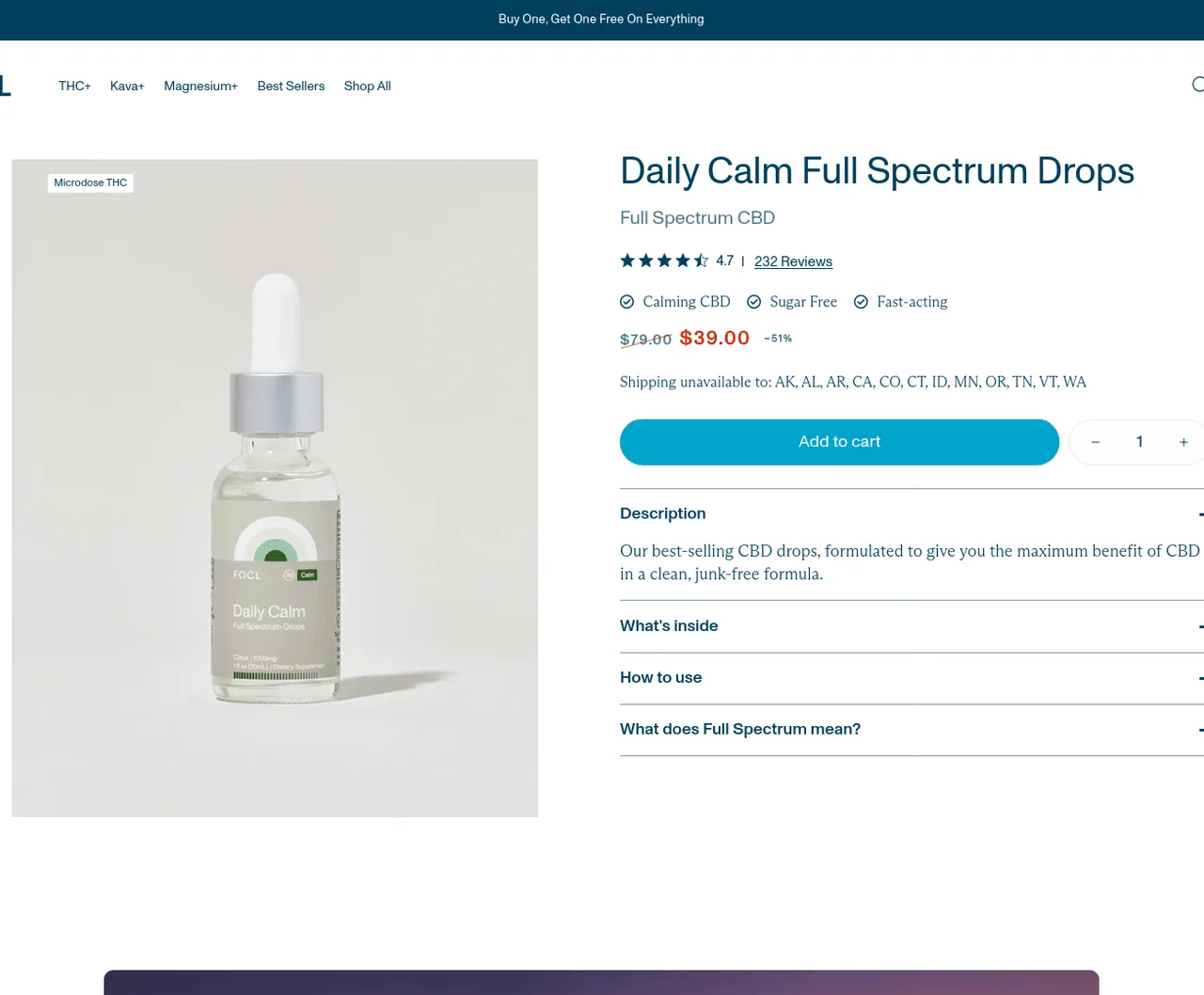 FOCL Daily Calm Full Spectrum Drops image 4