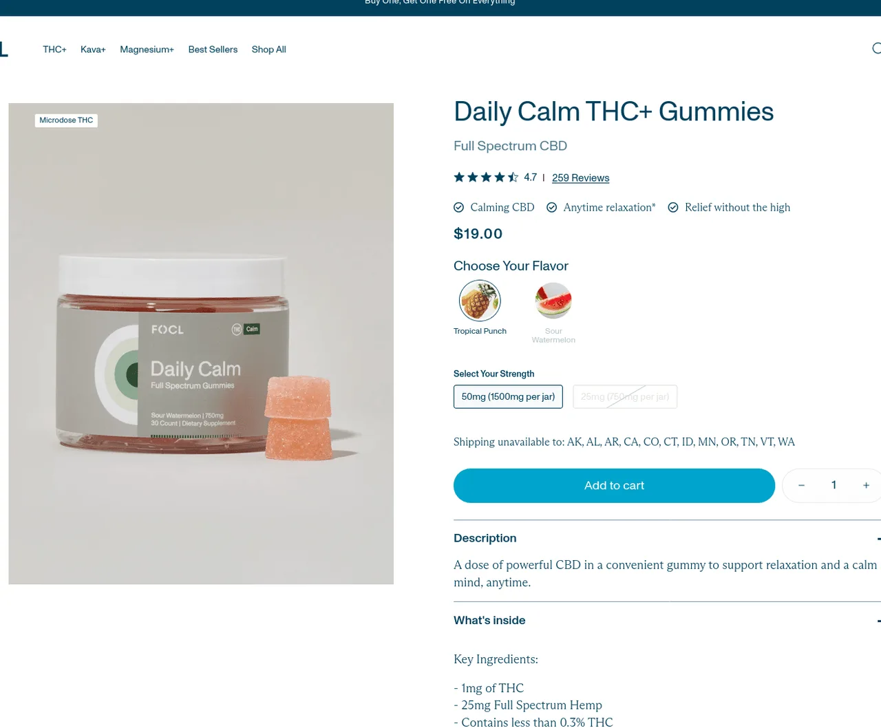 FOCL Daily Calm THC+ Gummies image 4