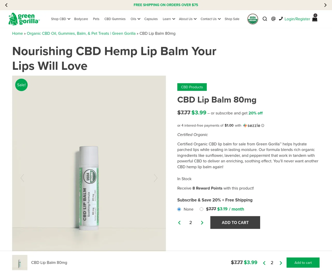 Green Gorilla CBD Lip Balm image 2