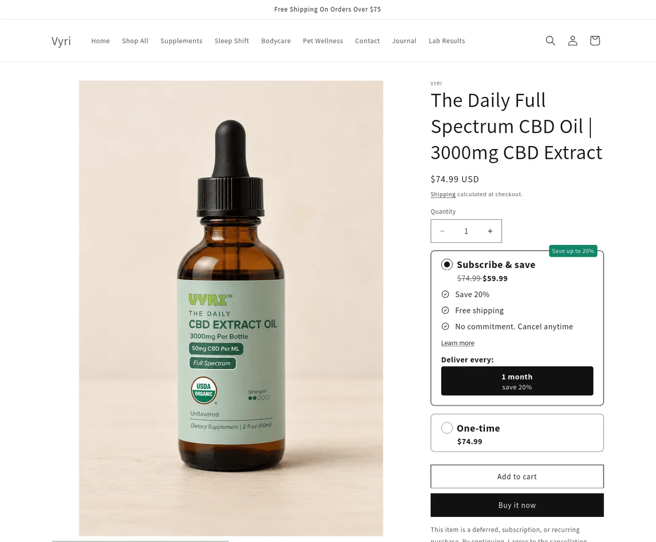 Green Gorilla The Daily Full Spectrum CBD Oil