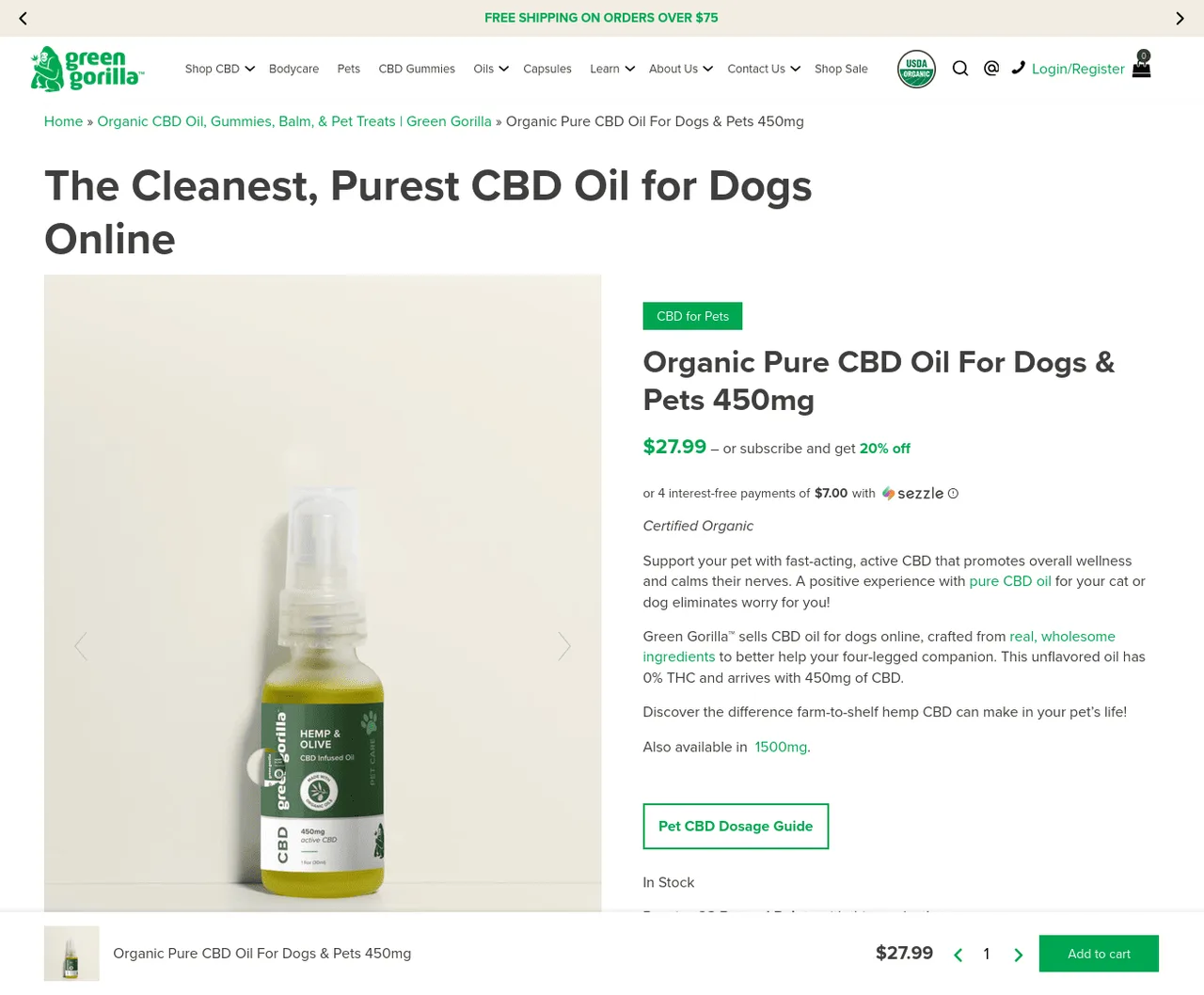 Green Gorilla Pure CBD Oil For Dogs & Pets image 2