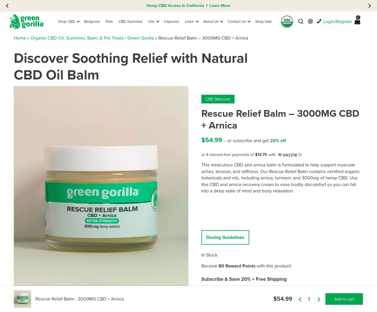 Green Gorilla Rescue Relief Balm with Arnica image 2