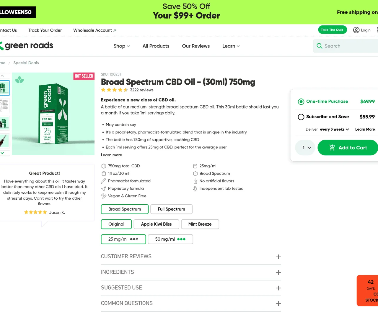 Green Roads Broad Spectrum CBD Oil image 2