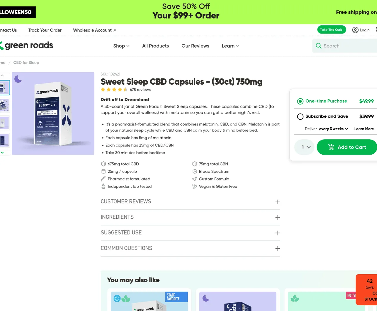 Green Roads Sweet Sleep Capsules image 2