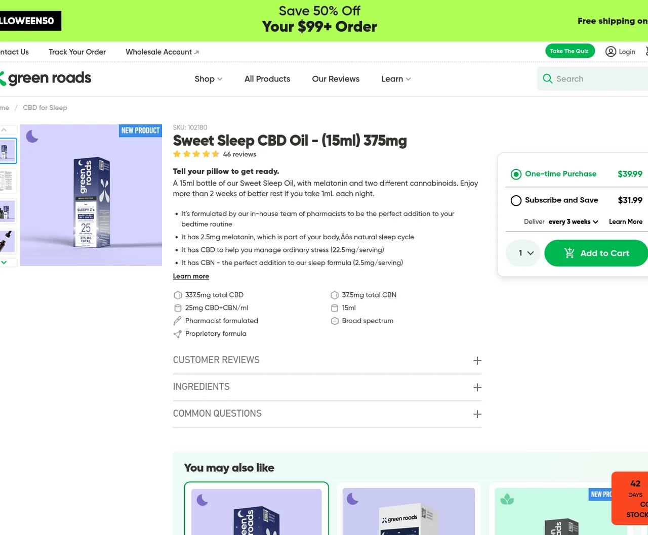 Green Roads Sweet Sleep CBD Oil image 2