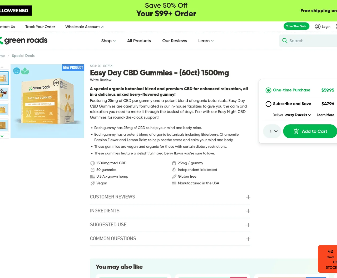Green Roads Easy Day CBD Gummies image 2