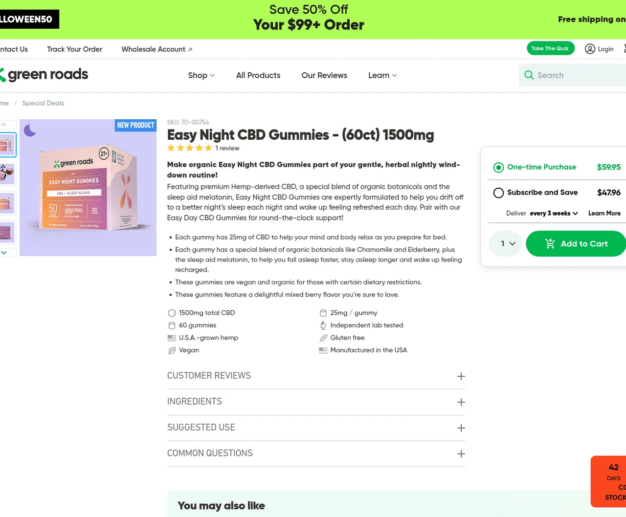 Green Roads Easy Night CBD Gummies image 2
