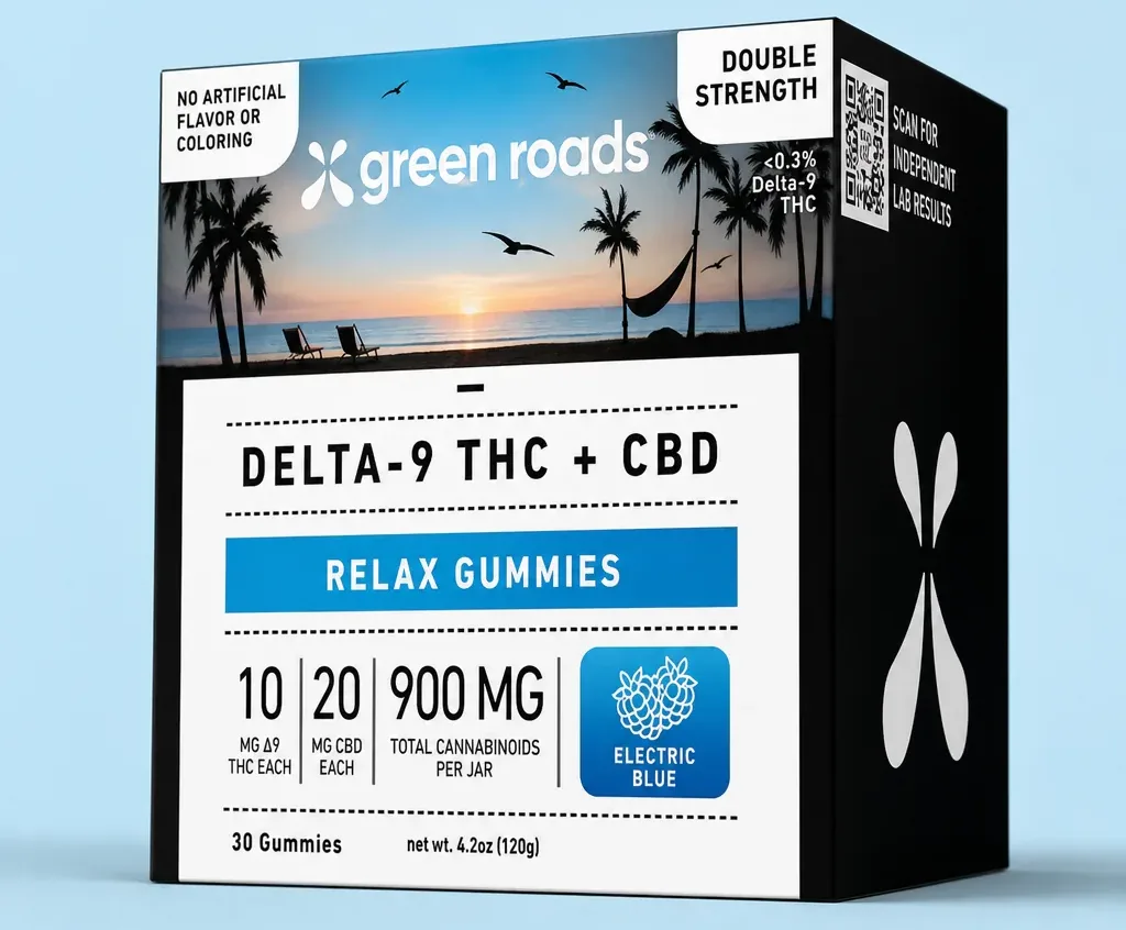 Green Roads Electric Blue THC Relax Gummies