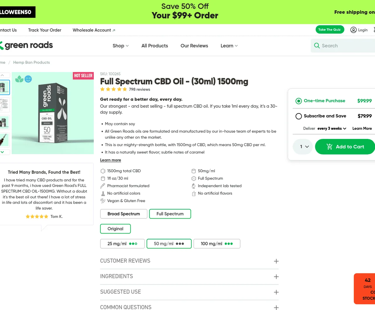 Green Roads Full Spectrum CBD Oil image 2