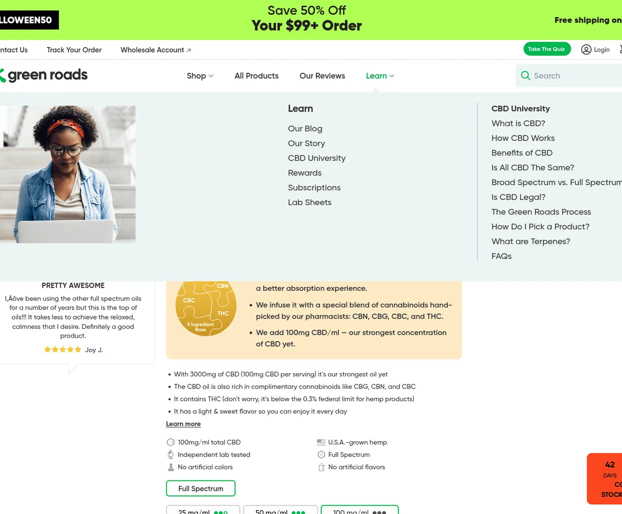 Green Roads Gold Full Spectrum CBD Oil image 2