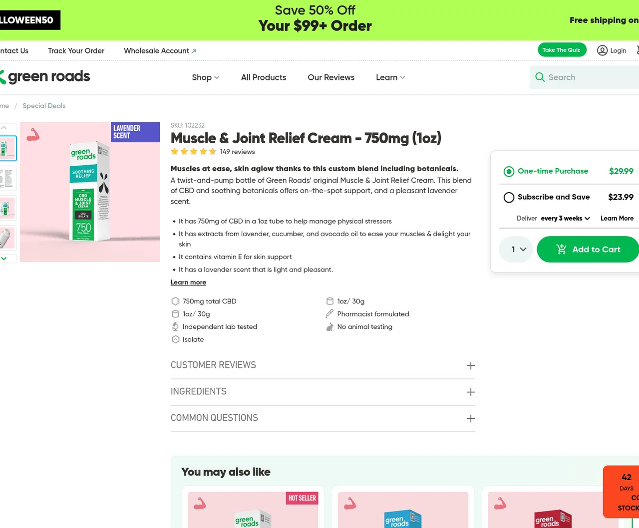 Green Roads Muscle & Joint Relief Cream image 2