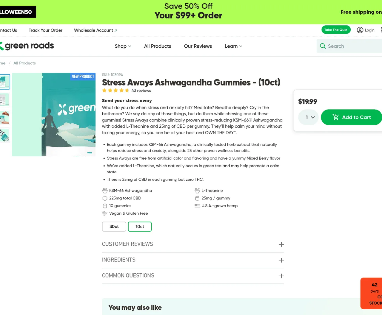 Green Roads Stress Aways Ashwagandha Gummies image 2