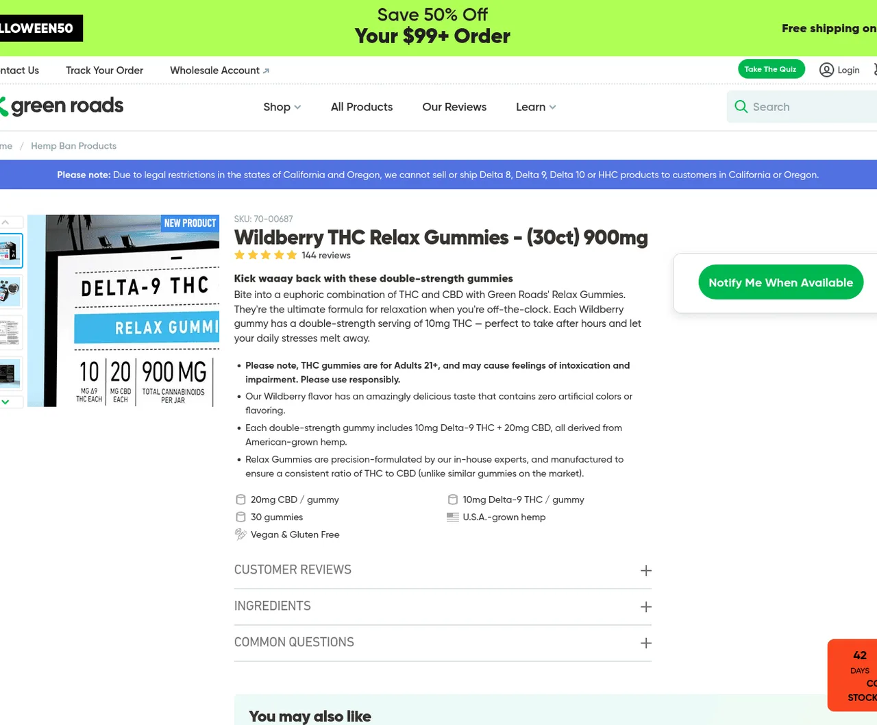 Green Roads Wildberry THC Relax Gummies image 2