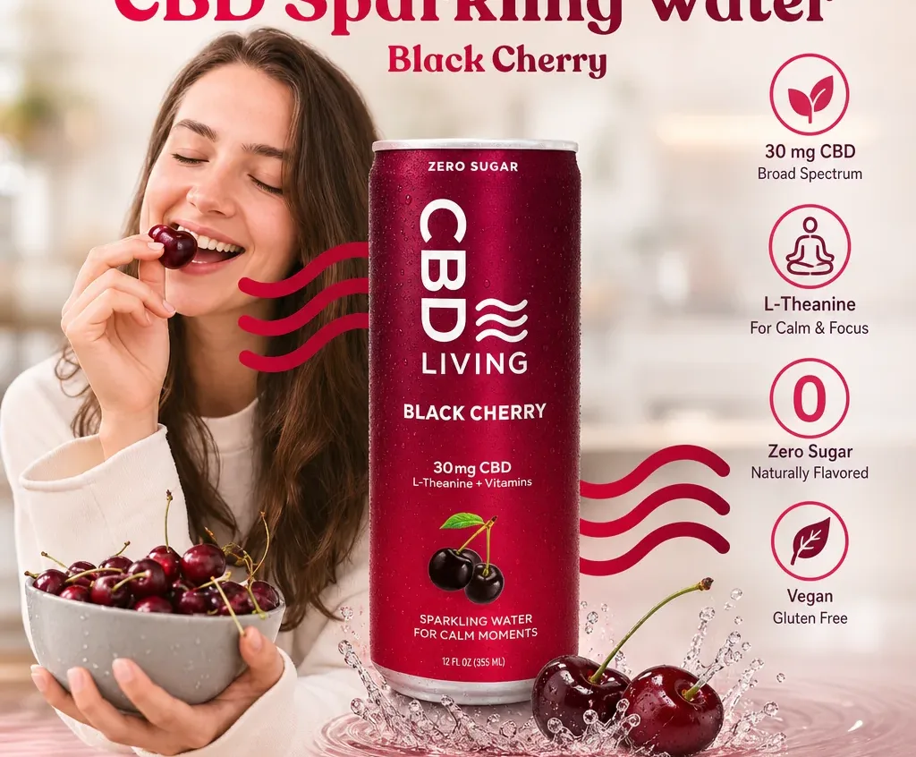 Living Black Cherry CBD Sparkling Water