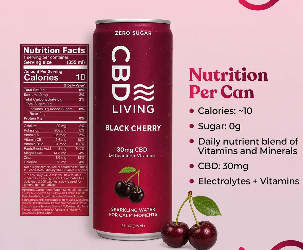 Living Black Cherry CBD Sparkling Water image 3