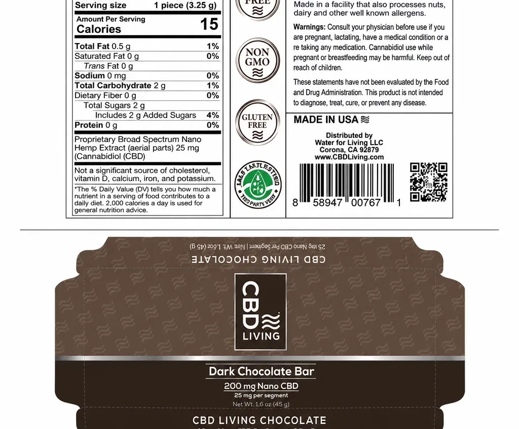 Living CBD Dark Chocolate Bar image 2