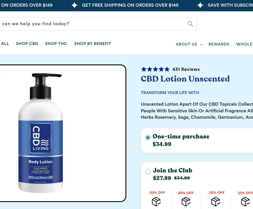 Living CBD Lotion Unscented image 2