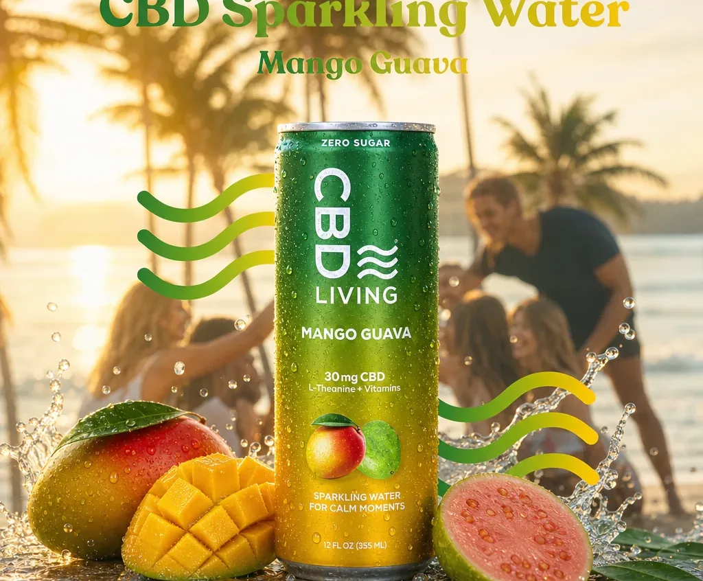 Living CBD Sparkling Water Mango Guava