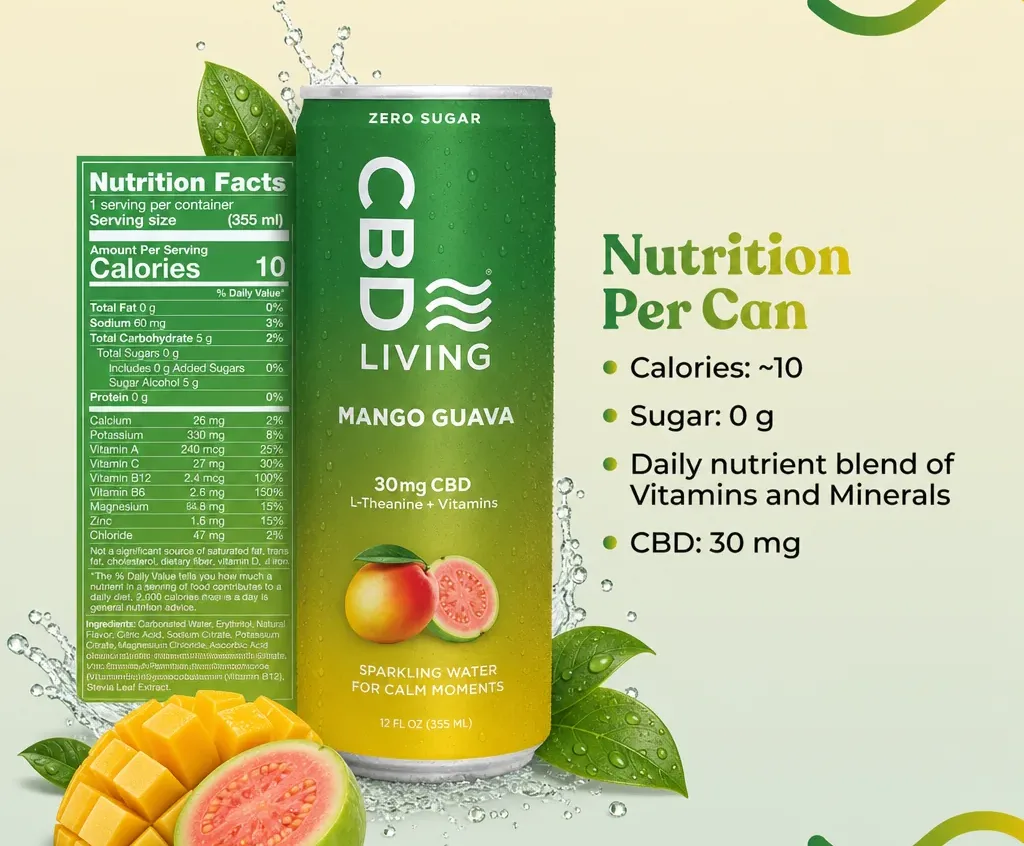 Living CBD Sparkling Water Mango Guava image 3