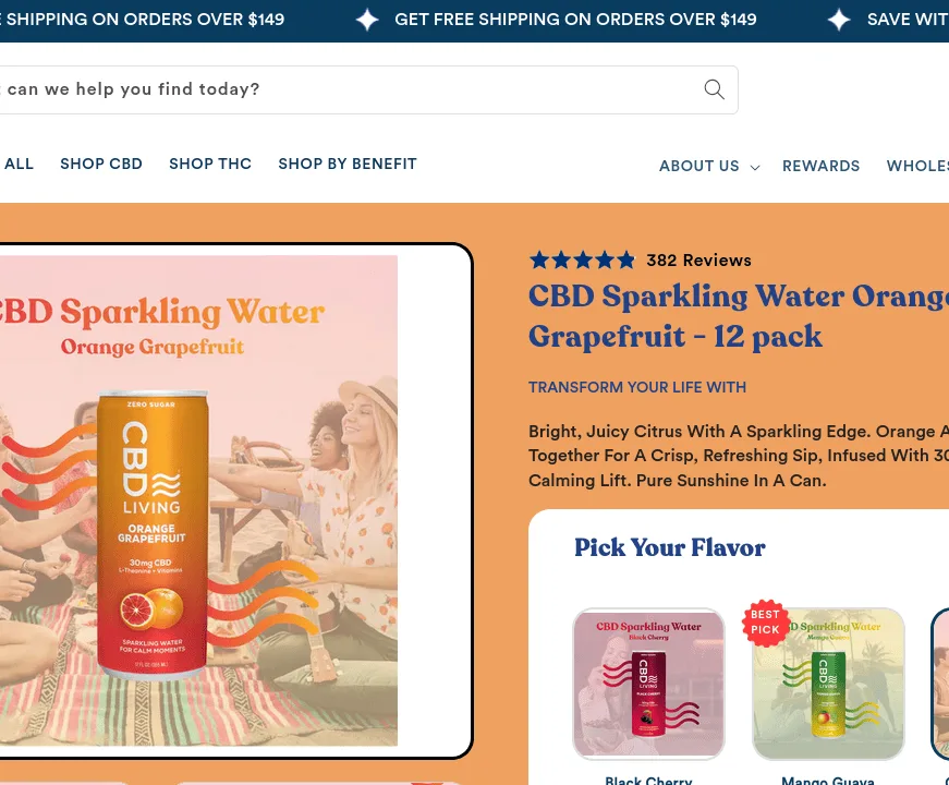 Living CBD Sparkling Water Orange Grapefruit 12-Pack image 4