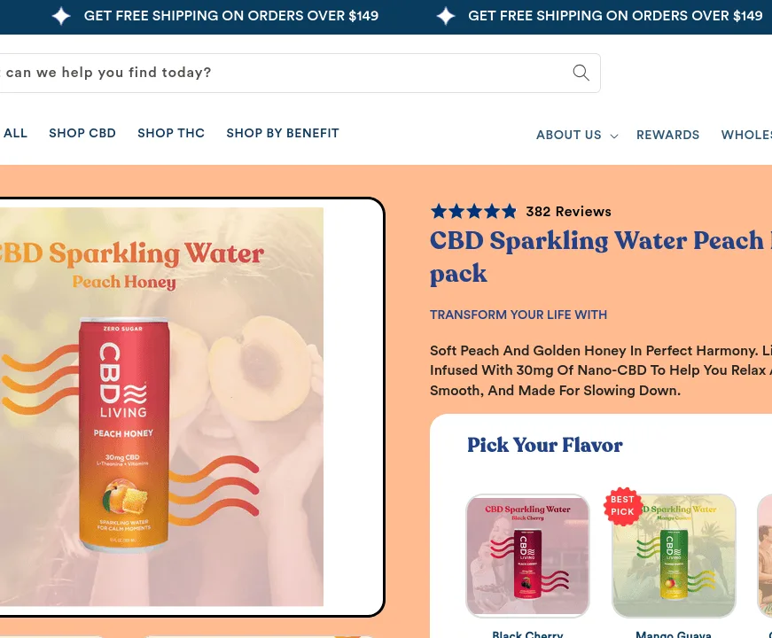 Living CBD Sparkling Water Peach Honey 12-Pack image 4