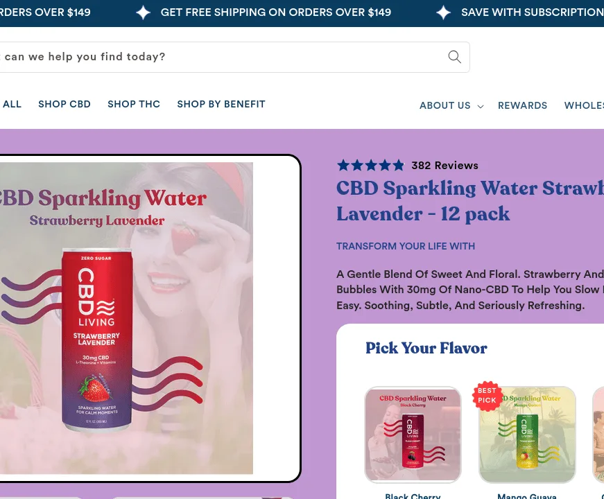 Living CBD Sparkling Water Strawberry Lavender 12-Pack image 4