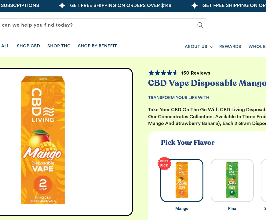 Living Mango CBD Disposable Vape image 2